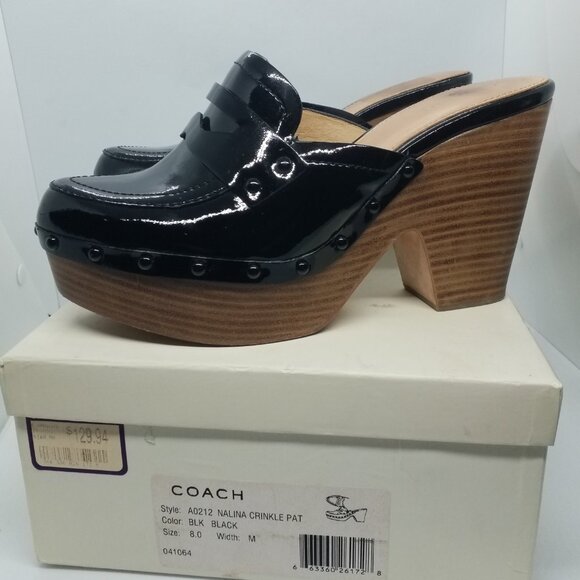 Coach Black Patent Leather Mules - Picture 4 of 6